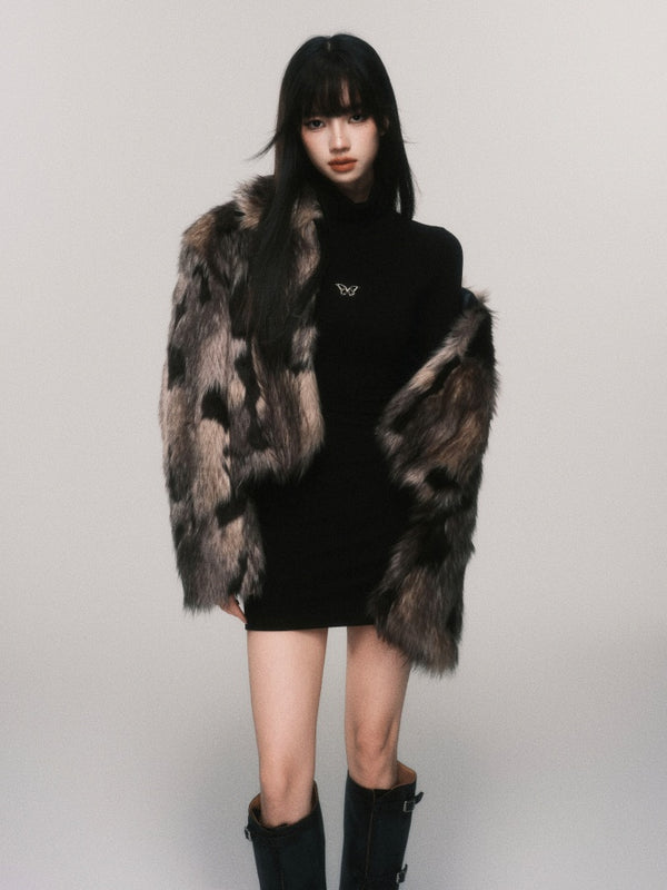 marble fur short jacket mx0076 