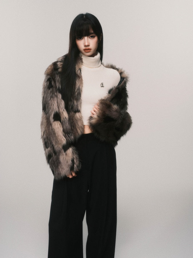 marble fur short jacket mx0076 