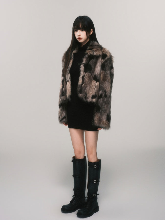 marble fur short jacket mx0076 