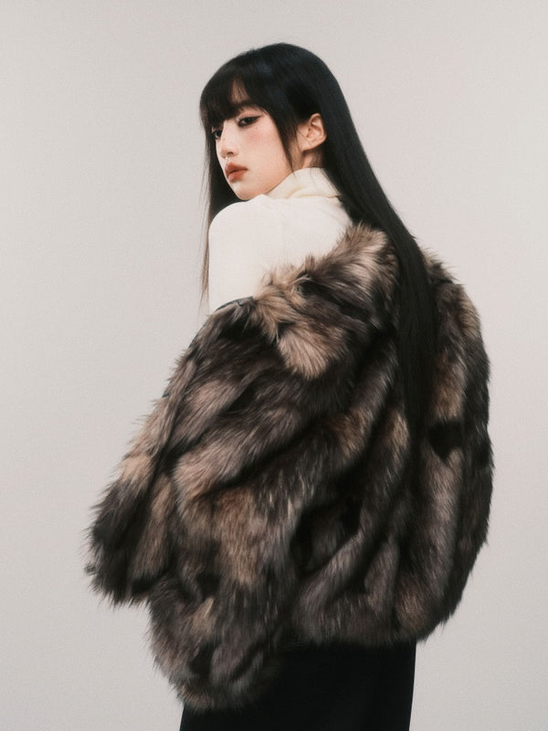 marble fur short jacket mx0076 
