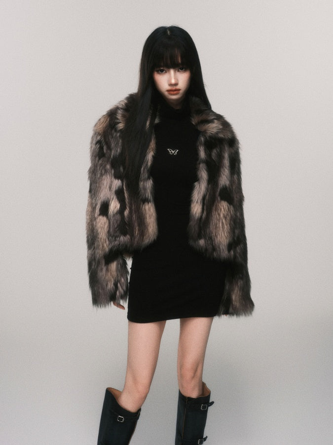 marble fur short jacket mx0076 