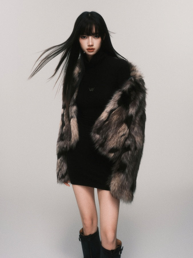 marble fur short jacket mx0076 