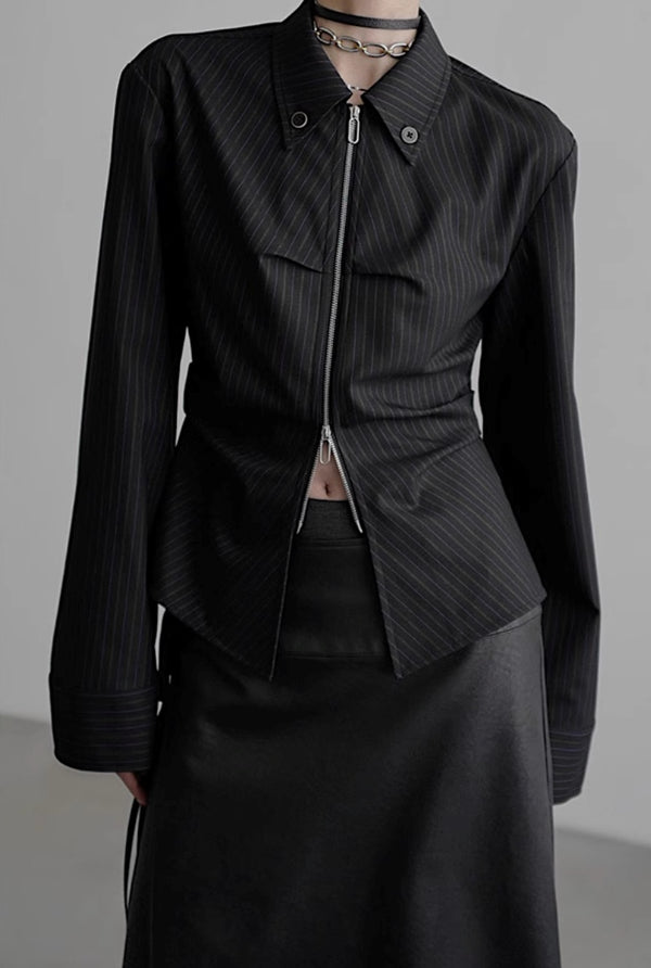zip up silhouette shirt mx0099 