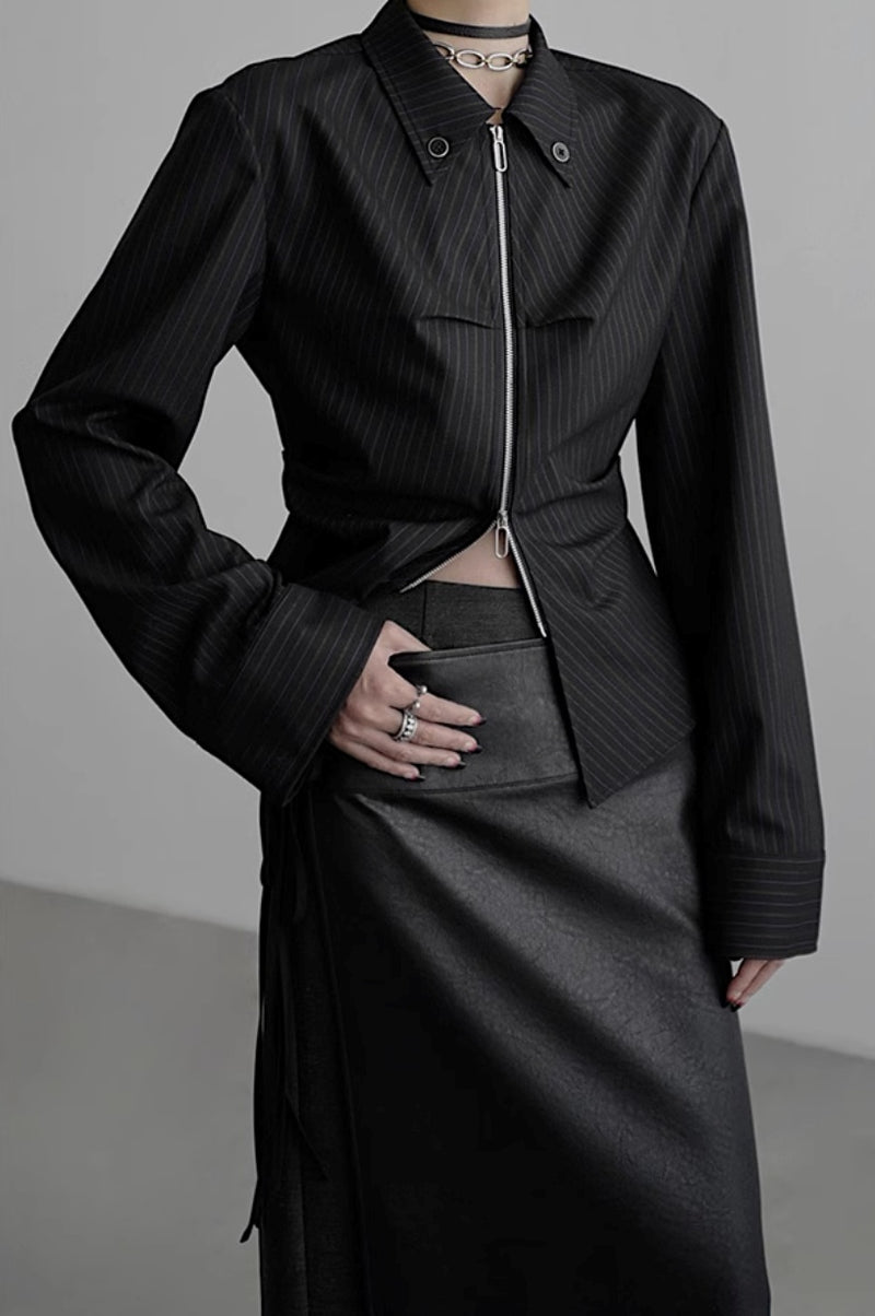 zip up silhouette shirt mx0099 