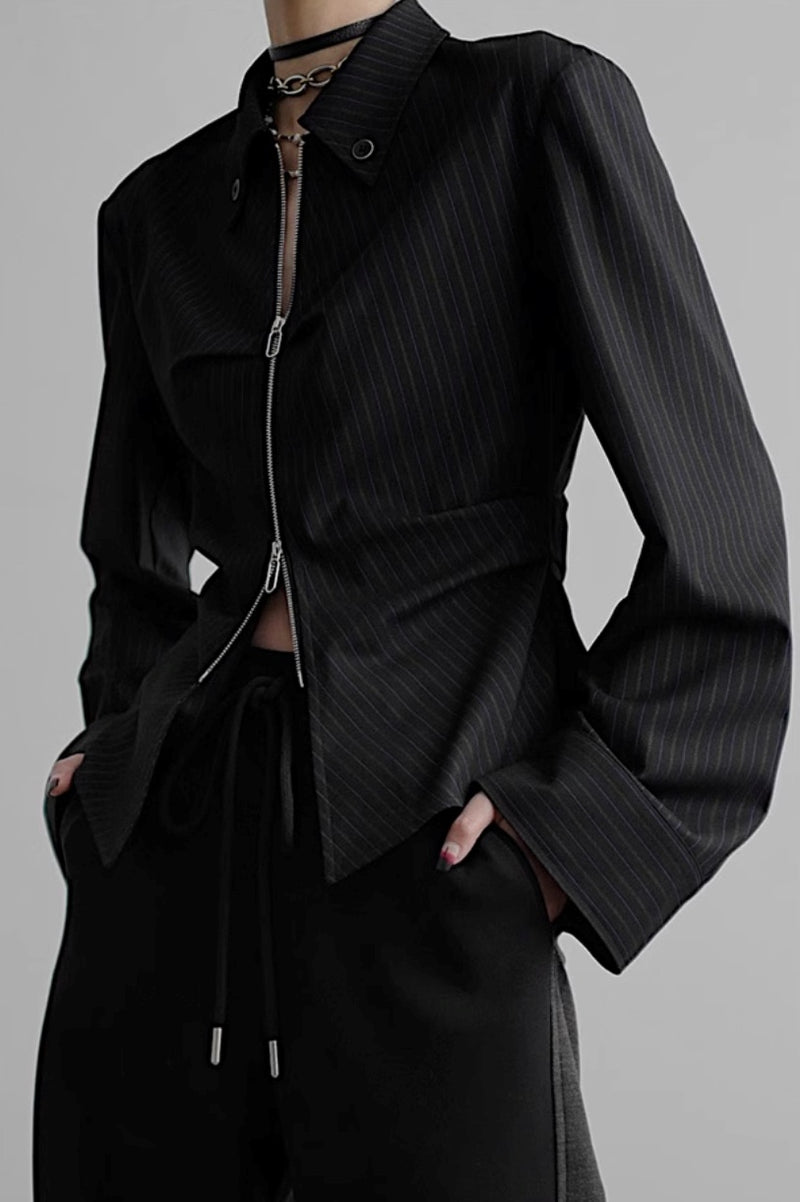zip up silhouette shirt mx0099 