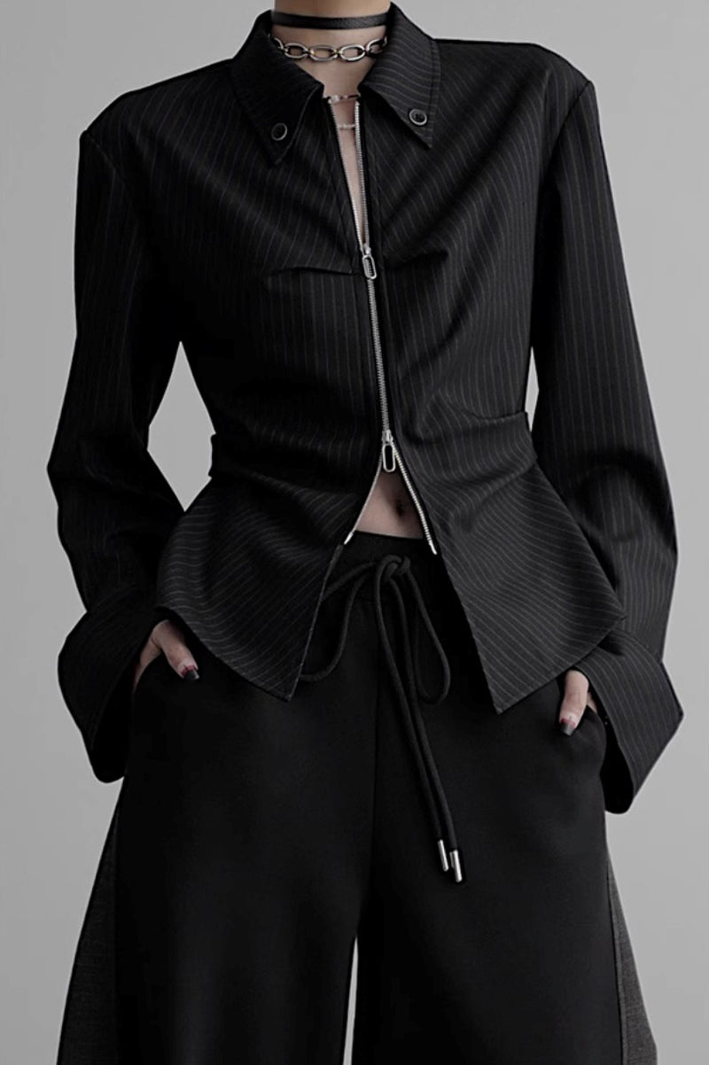zip up silhouette shirt mx0099 