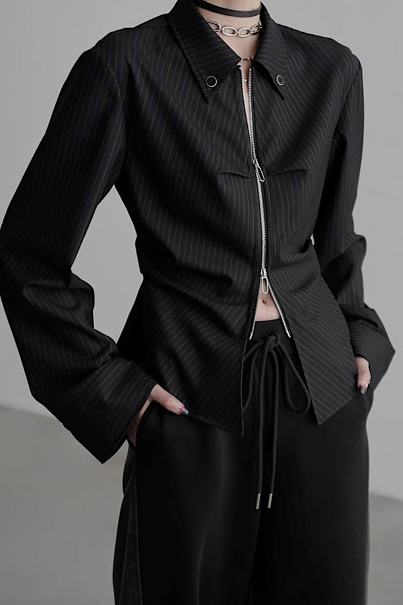 zip up silhouette shirt mx0099 