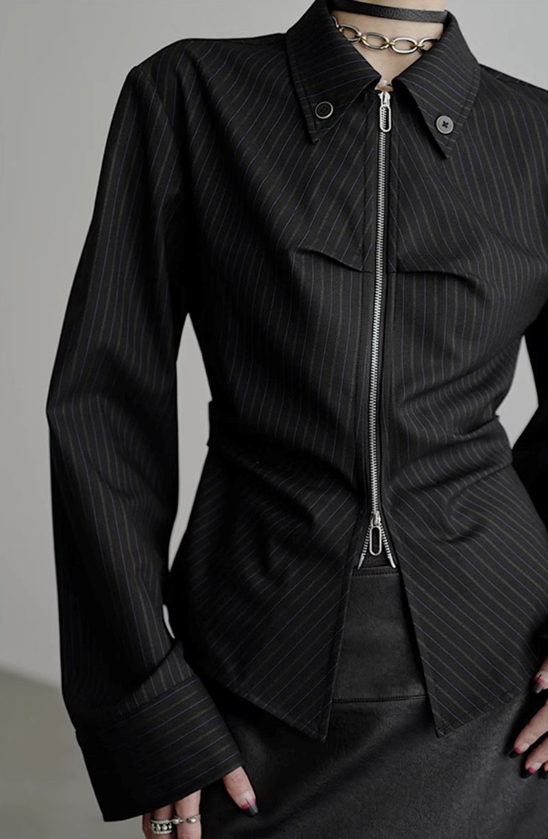zip up silhouette shirt mx0099 