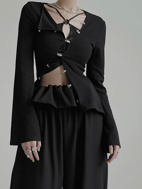 buckle design lady tops mx0098 
