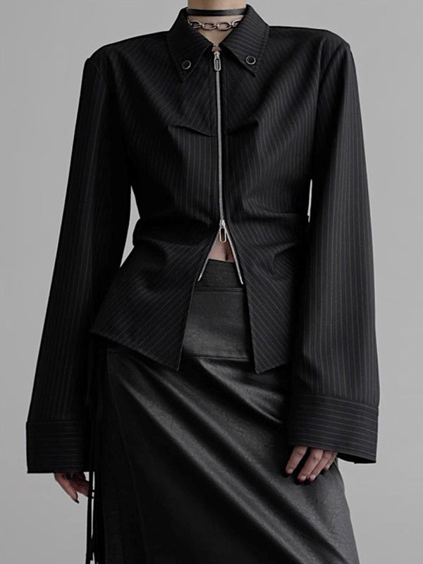 zip up silhouette shirt mx0099 