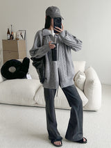 twisted lapel zip-up cardigan mx0077 