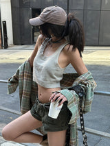 loose check vintage shirt mx0122 