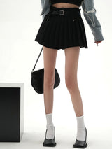 waist belt pleated skirt mx0116 