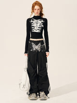 lace up ribbon design high neck tops mx0104 