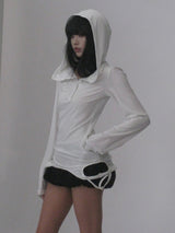 distressed design hooded cut and sew mx0094 
