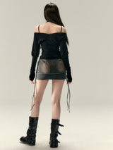 off-shoulder ribbon korean tops mx0079 