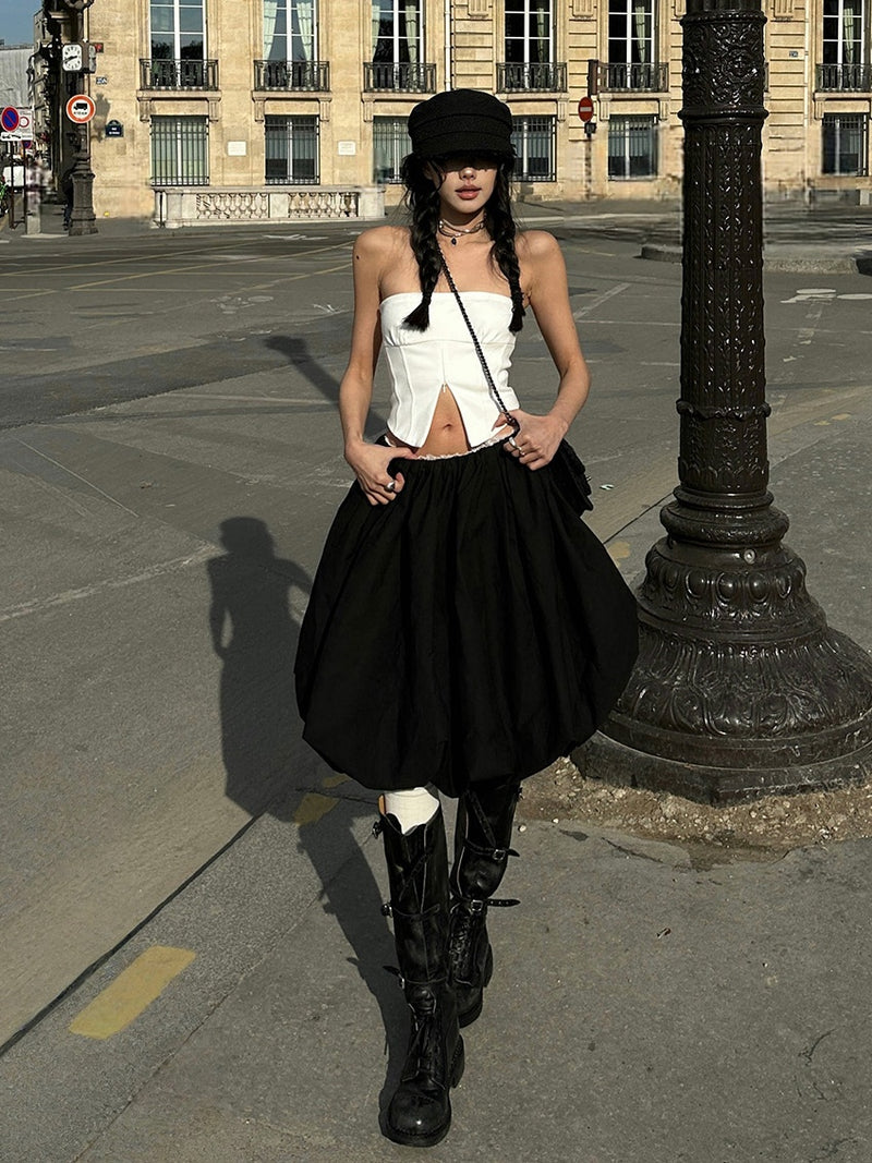 V-cut white tube top mx0125 