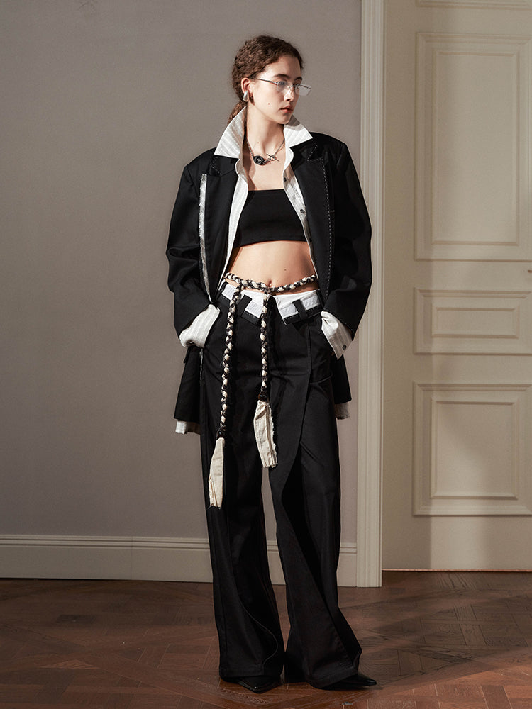 waist contrast wide pants mx0068 