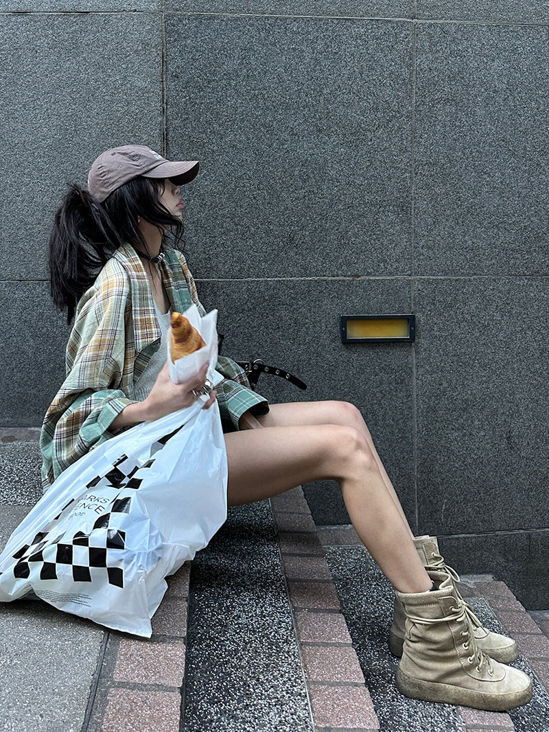 loose check vintage shirt mx0122 