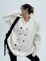 bicolor button zip-up cardigan mx0059