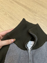 high neck bicolor zip-up knit mx0044 