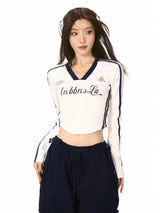 sporty V-neck short tops mx0021 