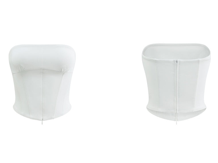 V-cut white tube top mx0125 