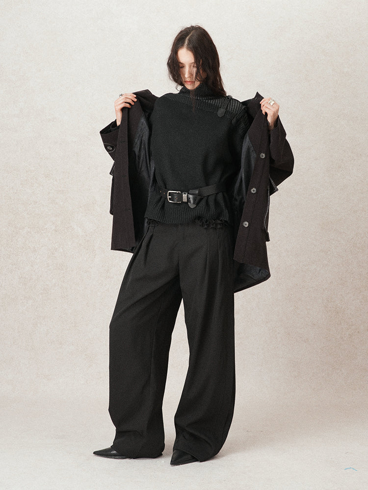 waist buckle design slacks mx0095 