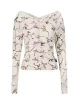 off-shoulder ribbon korean tops mx0079 