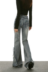 low rise distressed washed denim pants mx0121 