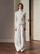 waist contrast wide pants mx0068 