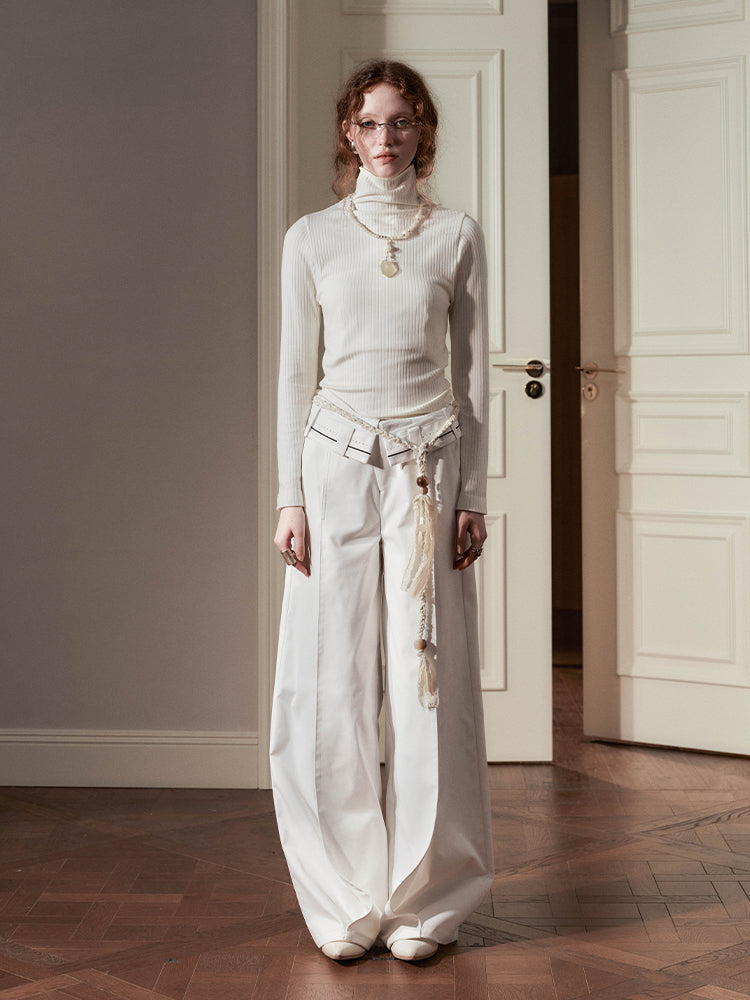 waist contrast wide pants mx0068 