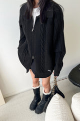 twisted lapel zip-up cardigan mx0077 