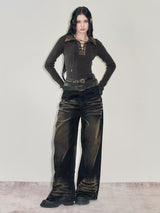 heavy duty washed denim pants mx0082 