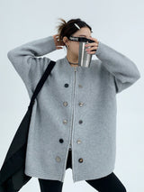 bicolor button zip-up cardigan mx0059