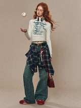 lace up ribbon design high neck tops mx0104 