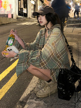 loose check vintage shirt mx0122 
