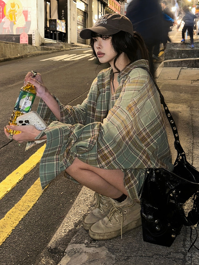 loose check vintage shirt mx0122 