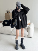 twisted lapel zip-up cardigan mx0077 