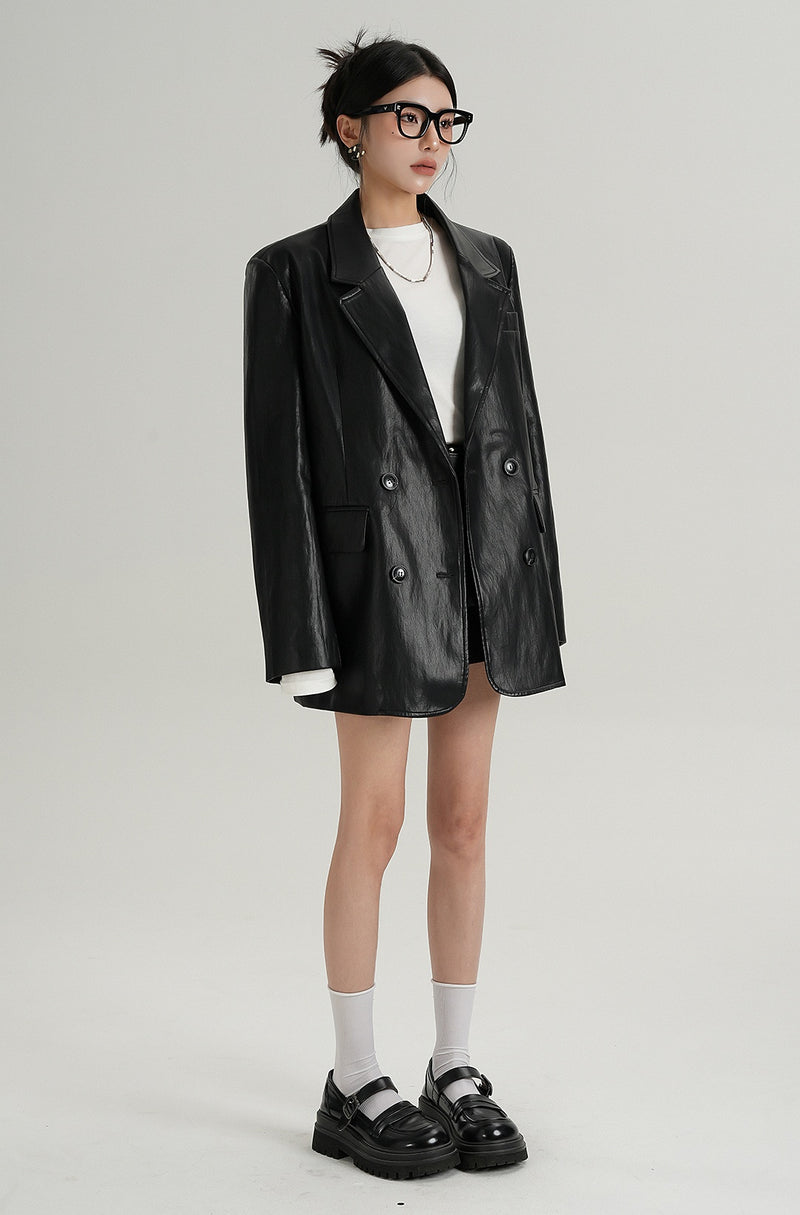loose leather jacket mx0115 