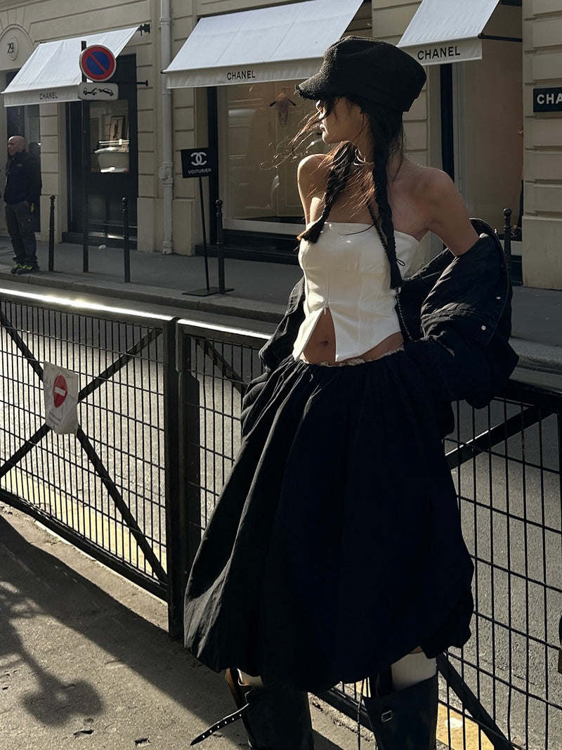 V-cut white tube top mx0125 