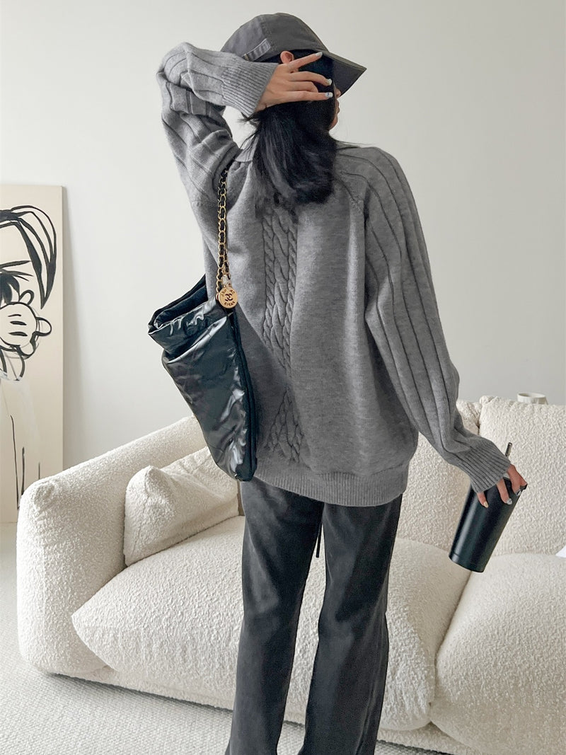 twisted lapel zip-up cardigan mx0077 