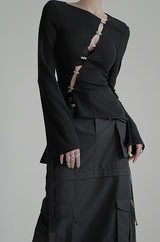 buckle design lady tops mx0098 