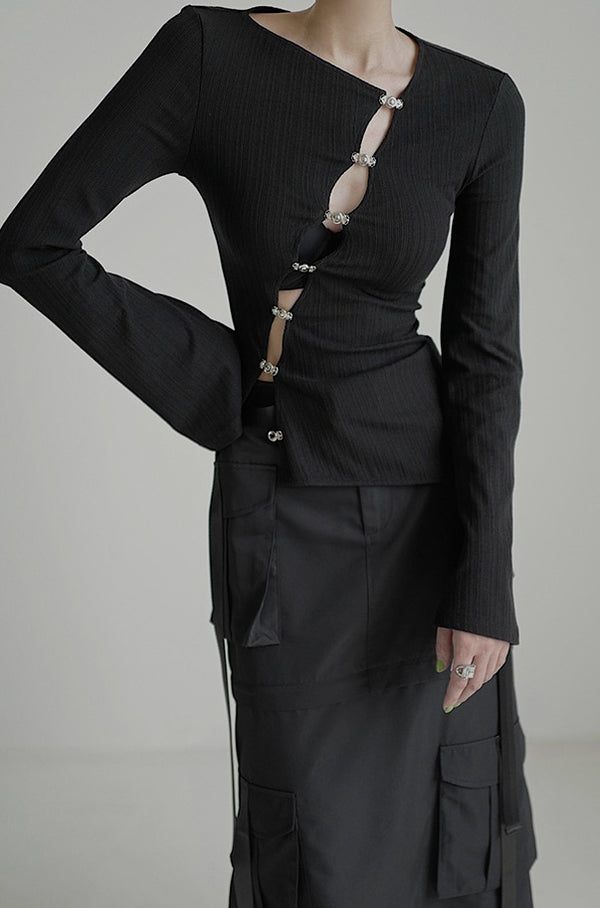 buckle design lady tops mx0098 