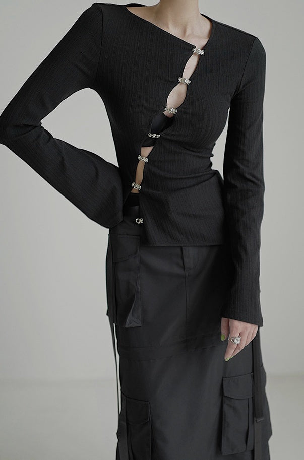 buckle design lady tops mx0098 