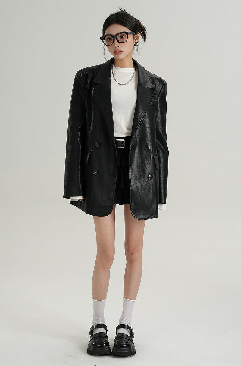 loose leather jacket mx0115 