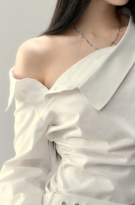 asymmetric buckle design shirt mx0102 