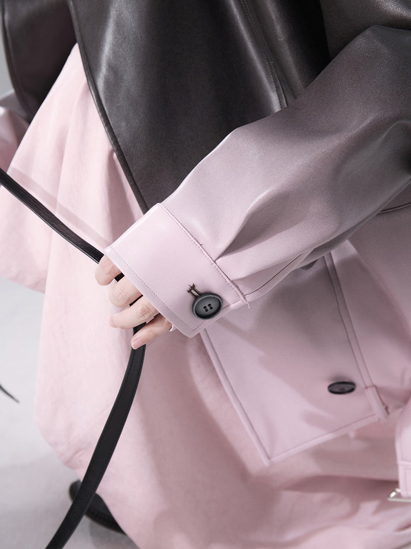 black pink gradient leather jacket mx0111