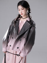 black pink gradient leather jacket mx0111