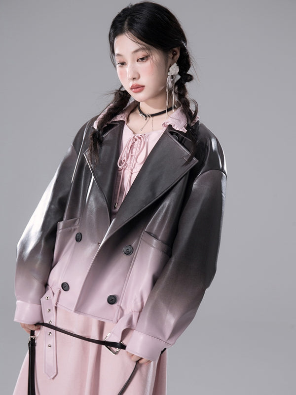 black pink gradient leather jacket mx0111 